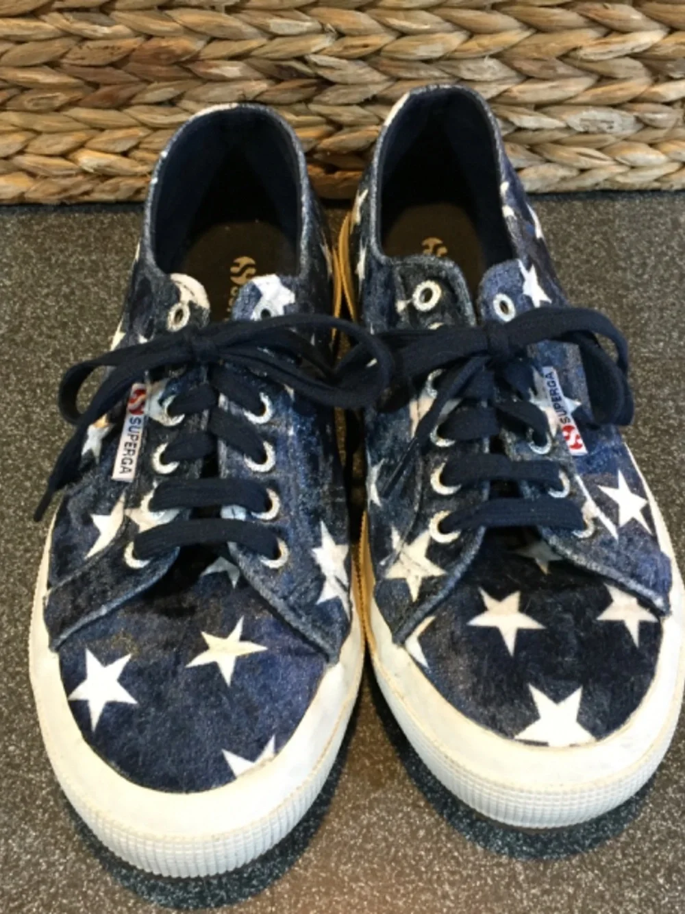Superga Navy Blue Star Print Sneakers